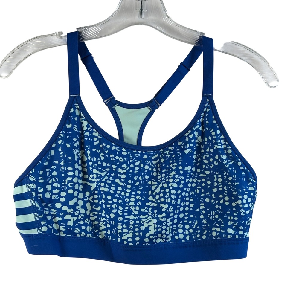 Champion UODRYA Blue White Floral‎ Stripe Sports Bra Racerback Athletic XXL